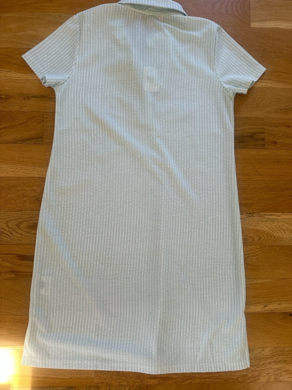 Simply Southern Mint Polo Dress with Navy Ruffle Placket - Picture 3 of 3